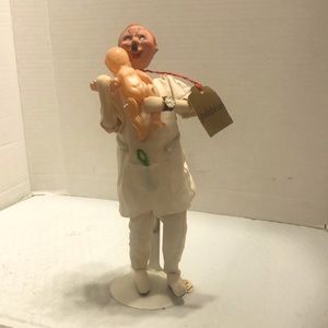 VINTAGE CELLULOID DOCTOR DOLL PEDIATRICIAN WITH NEW BORN BABY 1950'S